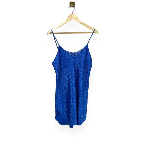 VINTAGE Alexandra Nicole Satin Floral Lacy Slip Dress in Blue One Size - Picture 1 of 8